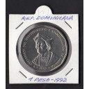 1992 - 1 peso Repubblica Dominicana 5 Cent. Cristoforo Colombo scoperta America